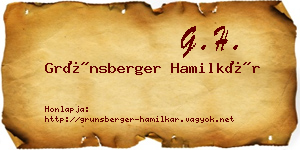 Grünsberger Hamilkár névjegykártya